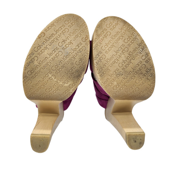 Calvin Klein Shoes Womens 5.5 6 Purple Platform Heels Chunky Suede Groovy Funky - Picture 10 of 11